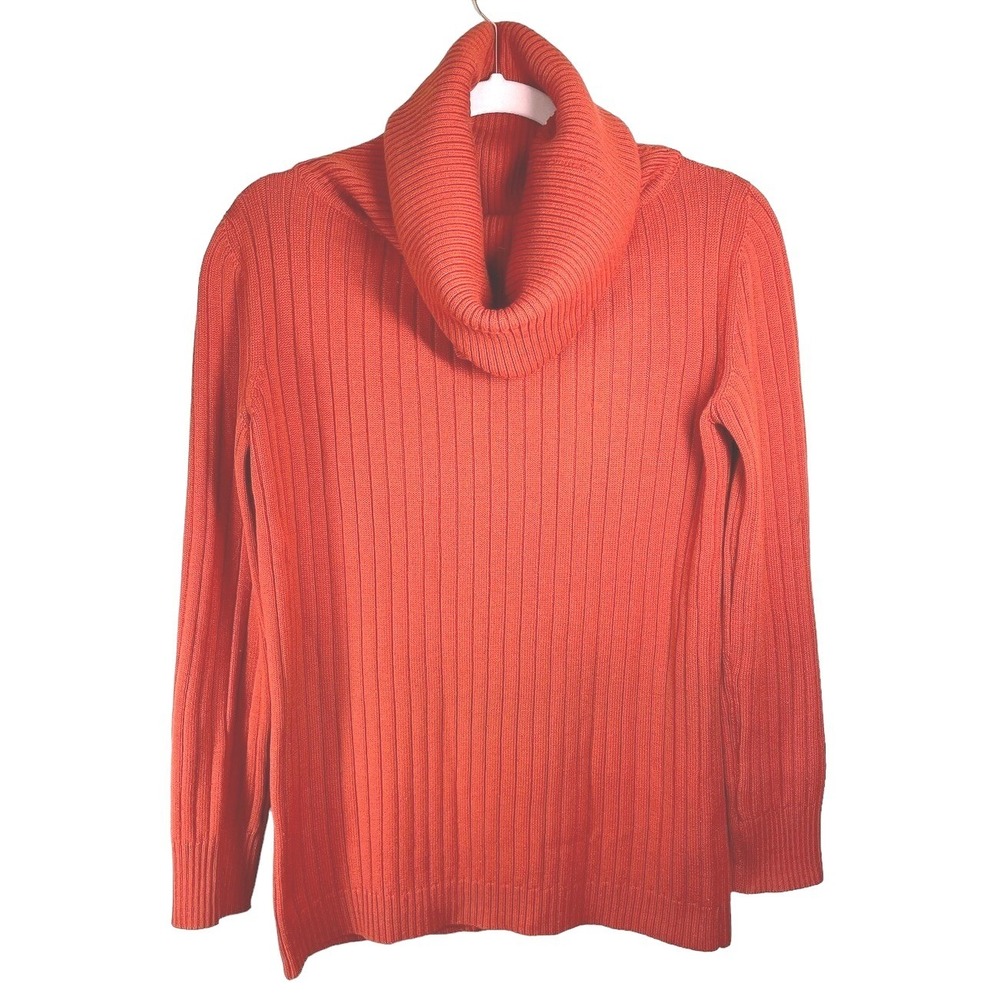 Gino Paoli Vintage Italian 100% Wool Ribbed Cowl Neck Sweater Orange Size 12